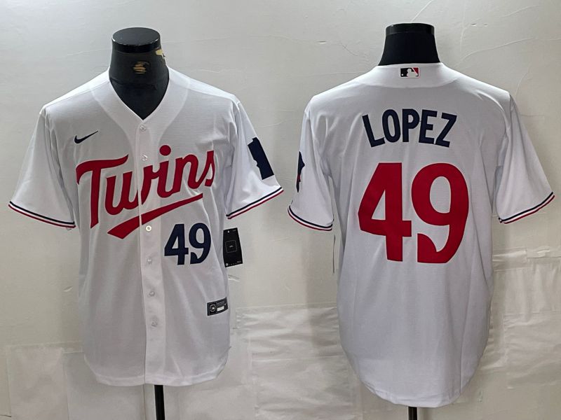 Men Minnesota Twins #49 Lopez Nike White Home Replica Player Game MLB Jersey style 2